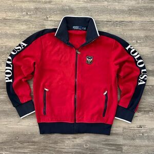 Polo Ralph Lauren Suicide Ski Shield Spellout Full Zip Sweater Size Small